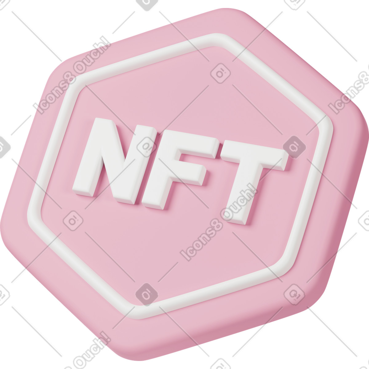 Иллюстрация Pink nft button в стиле 3D Casual life — скачать в форматах PNG, SVG