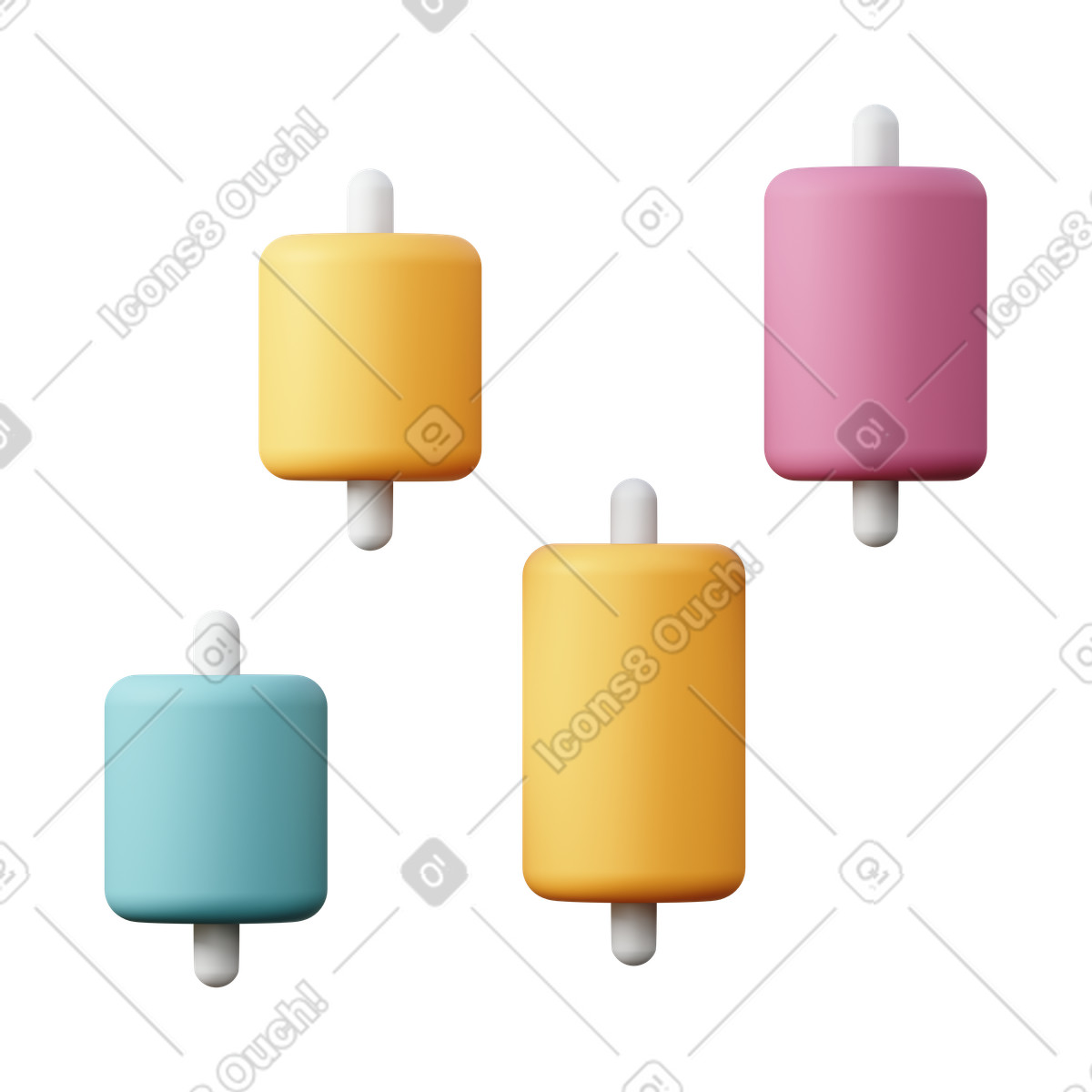 Candlestick chart illustrazione in stile 3D Sugary scarica in PNG, SVG