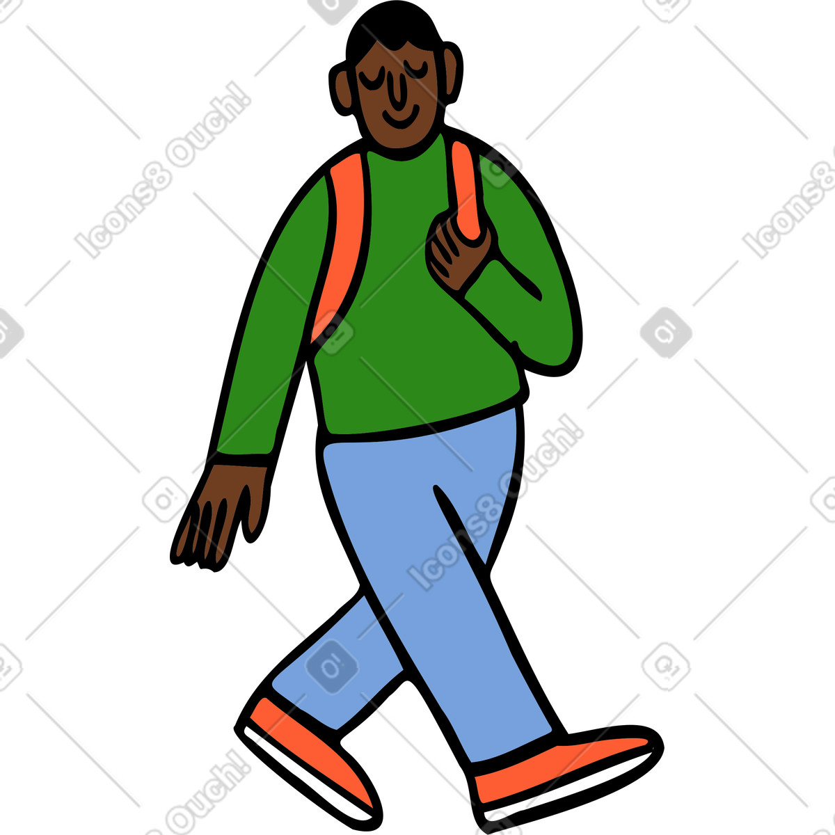 Uomo felice che cammina illustrazione in stile Comic scarica in PNG, SVG