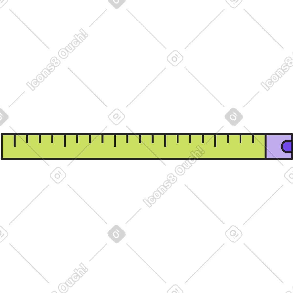 Blue plastic ruler clipart illustration lying on white background