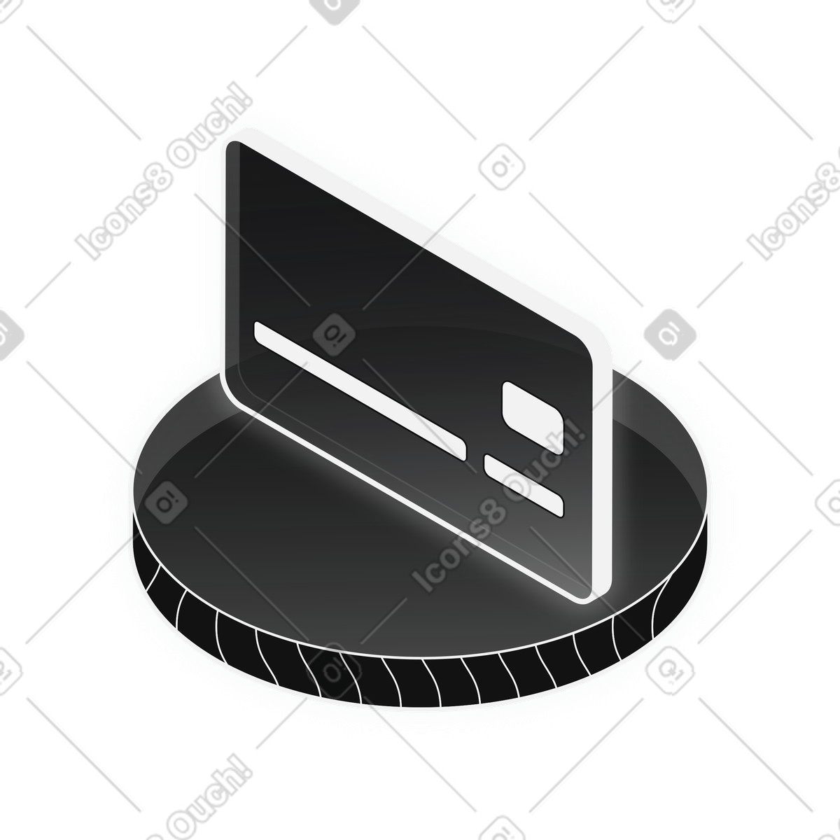 Bank card payment method for secure finance transactions illustration in Inverse style download in PNG, SVG