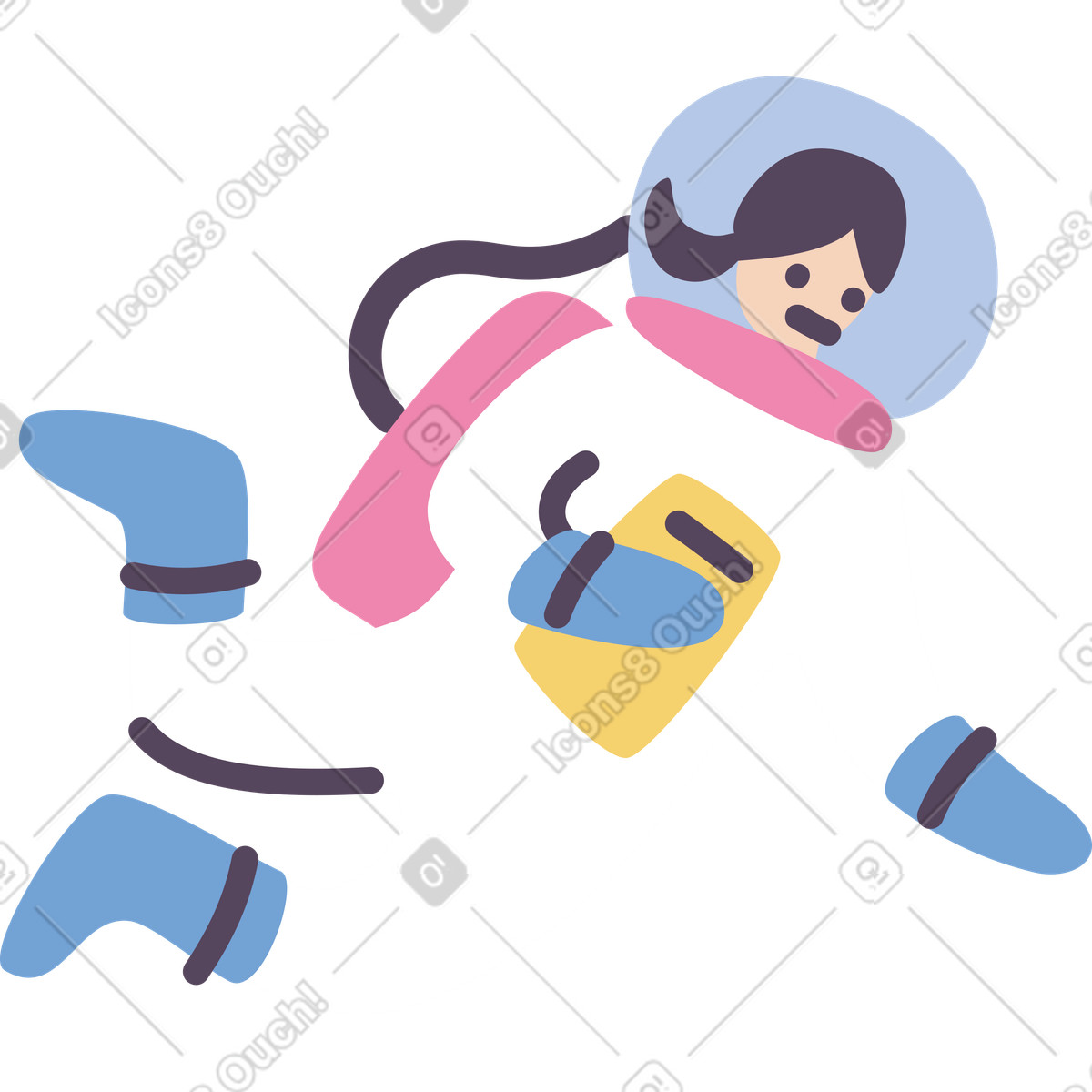 Astronaut illustration in Pluto style download in PNG, SVG