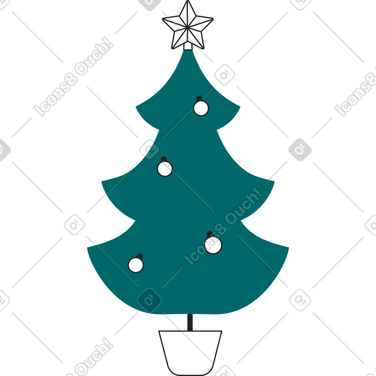 Ilustração de Árvore natal em no estilo Sammy Line para baixar em PNG, SVG
