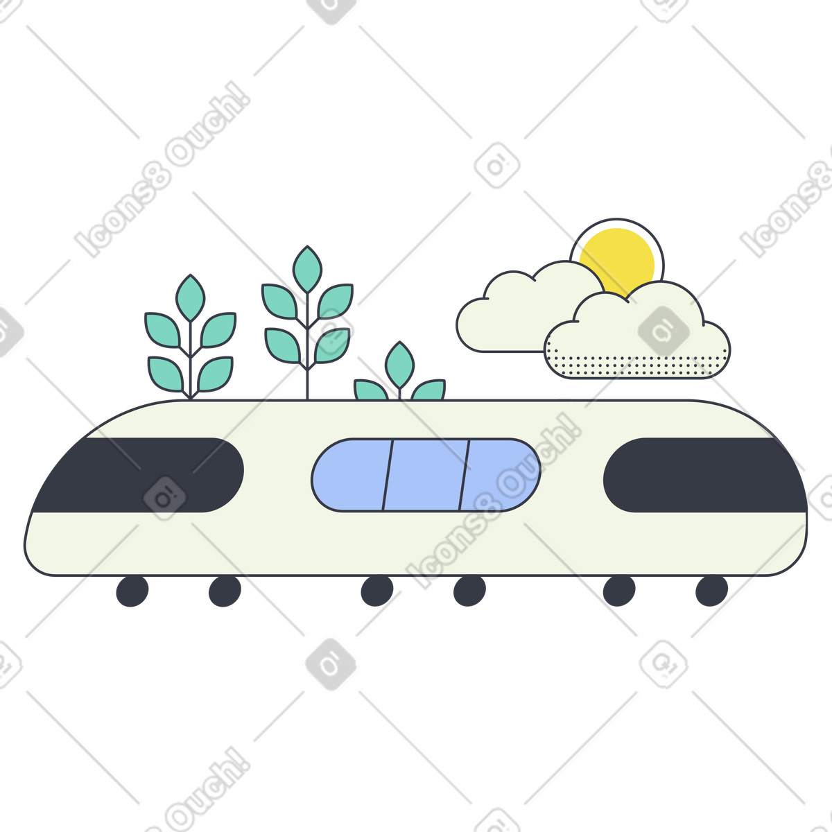 Viaggiare in treno modo veloce e comodo illustrazione stile Abstract scarica PNG, SVG
