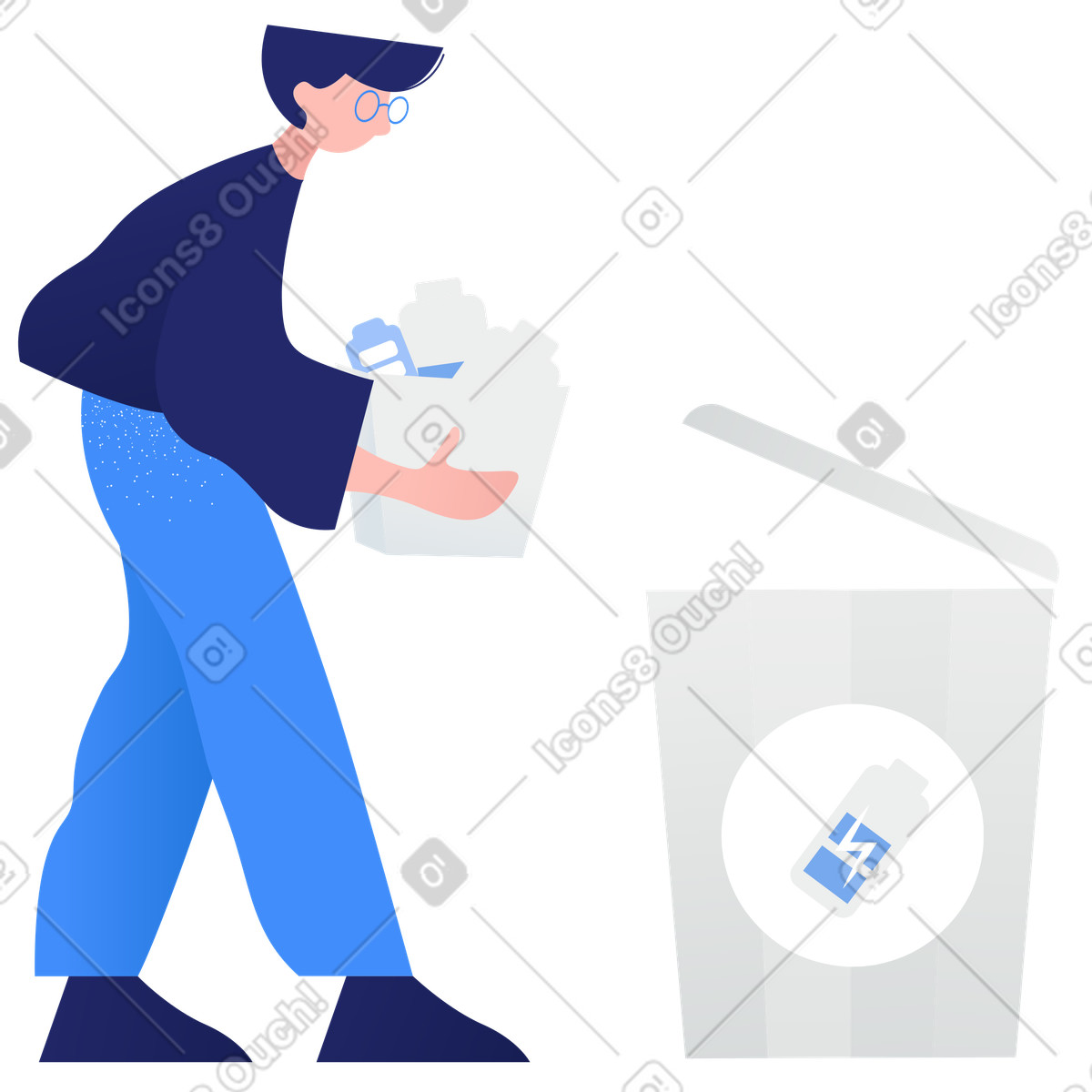 Illustration Tri des déchets - batterie dans le style Clip à télécharger aux formats PNG, SVG