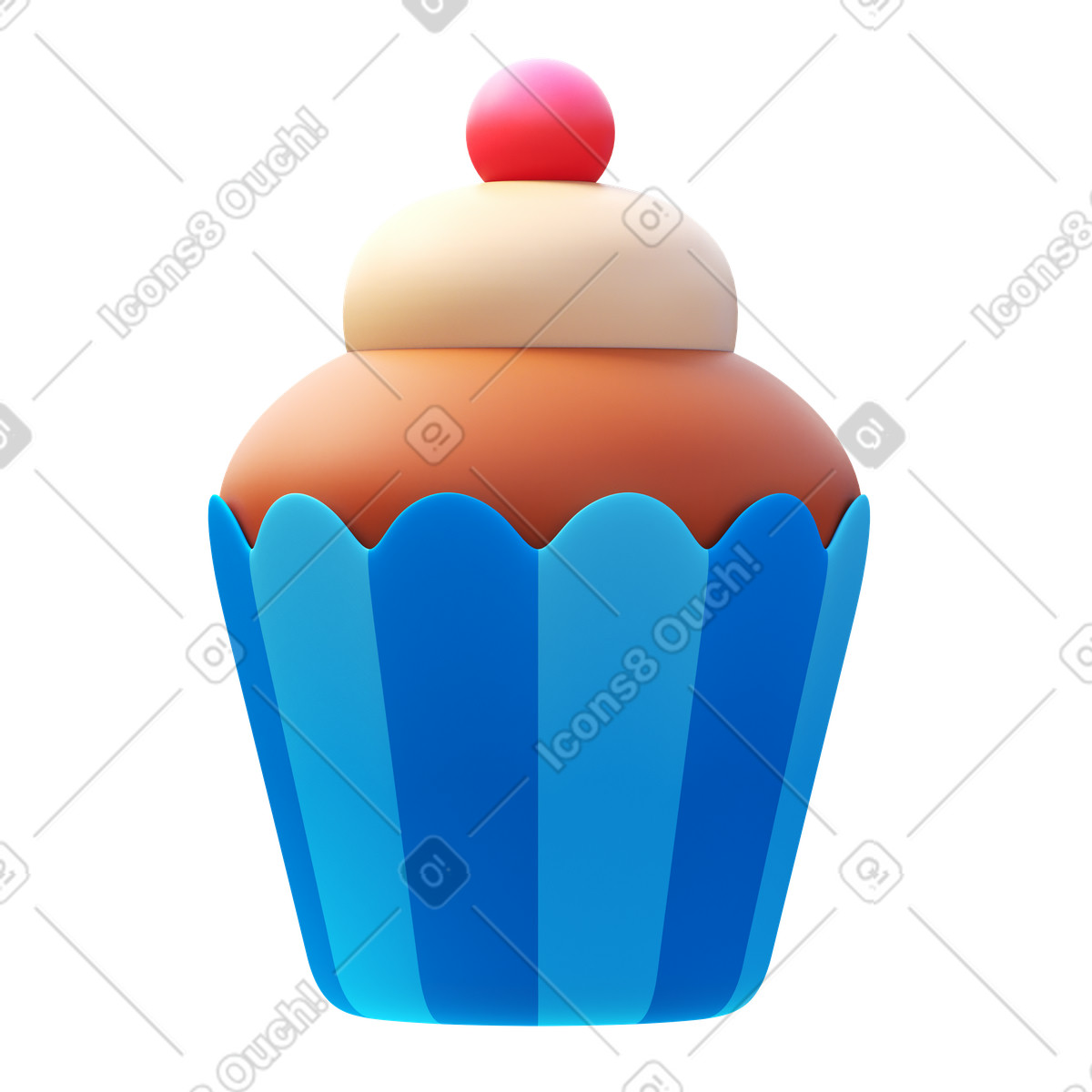 Cupcake-Illustration im 3D Fluency-Stil als Download in PNG, SVG