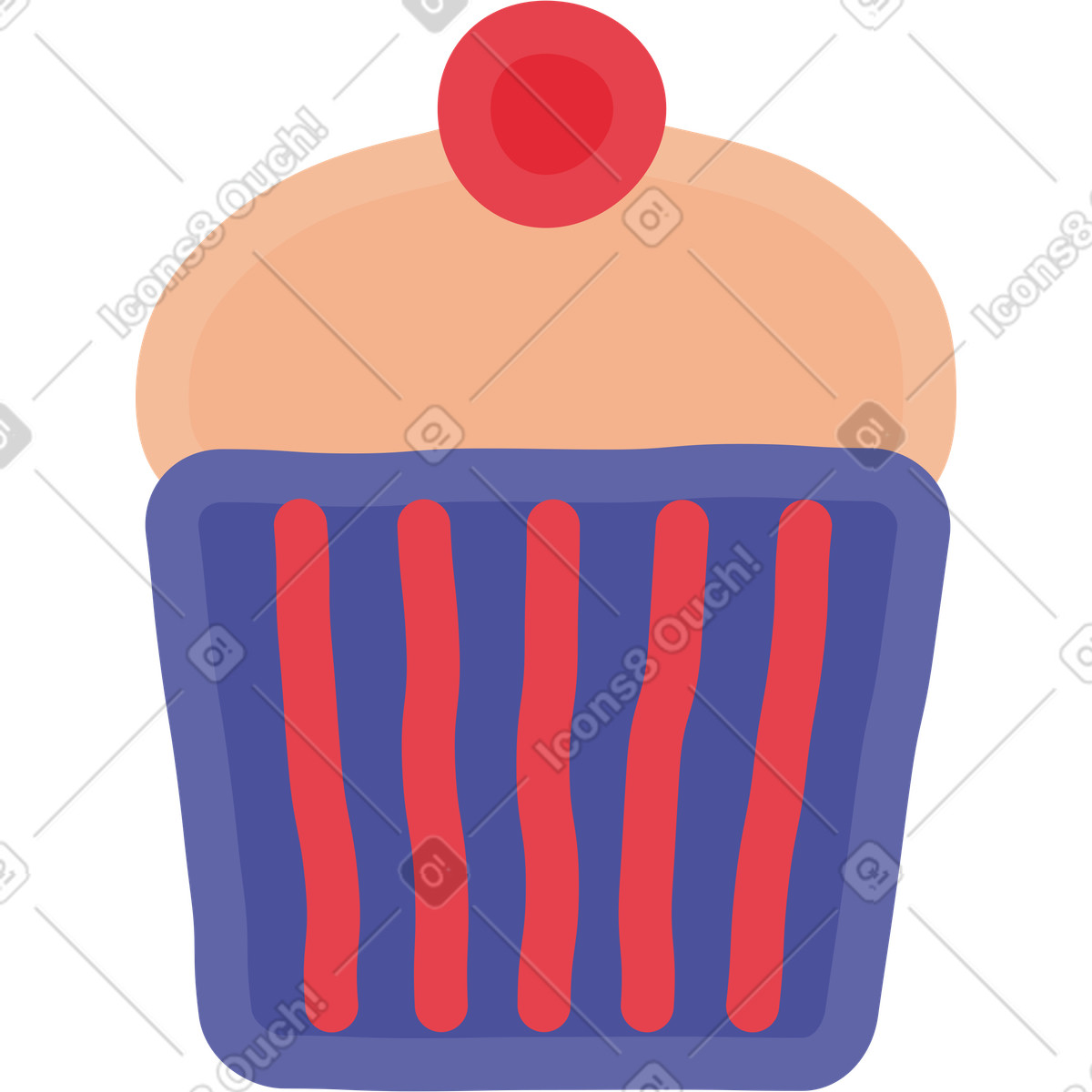 Cupcake-Illustration im Stripy-Stil als Download in PNG, SVG