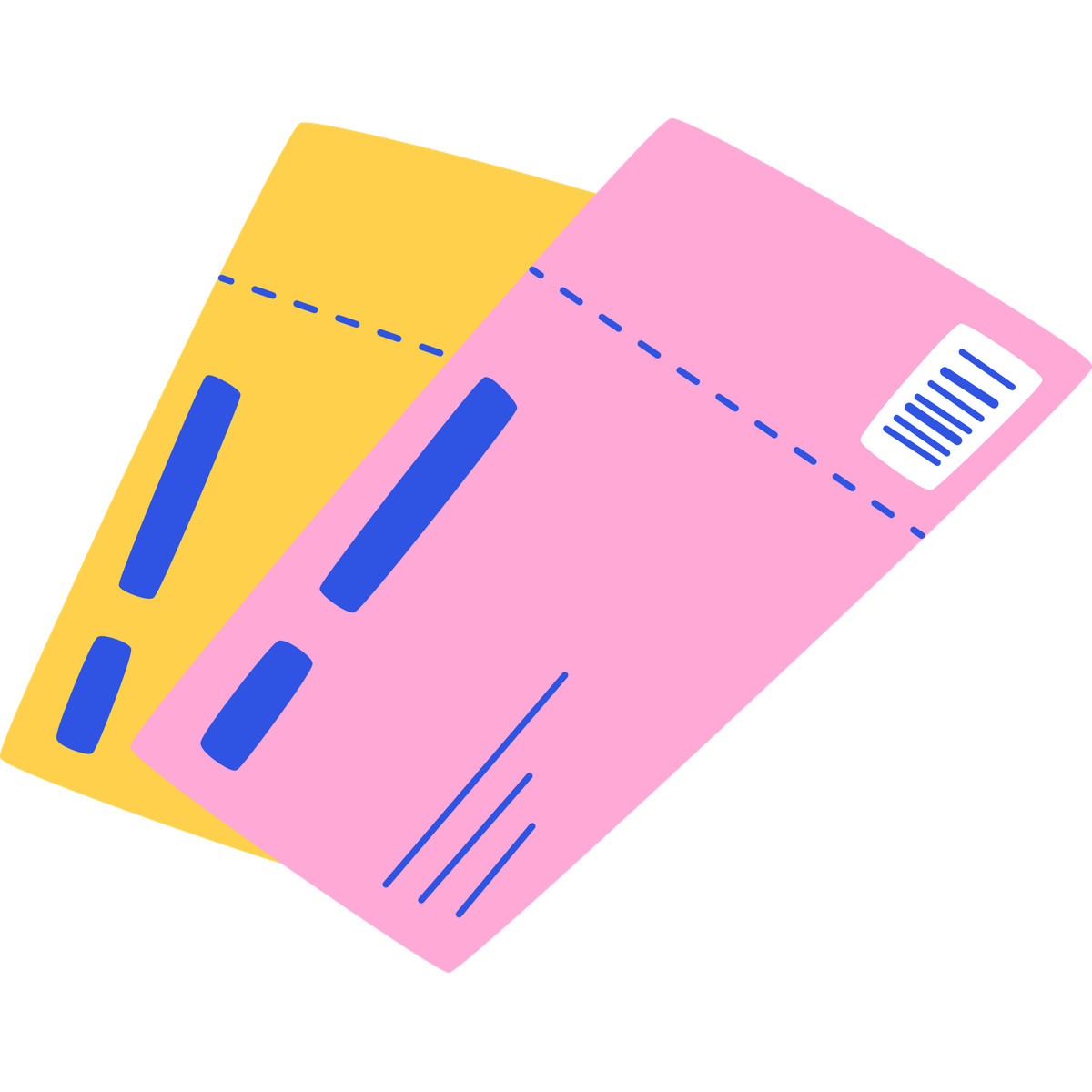 Ilustración Two tickets with a barcode en estilo Bouncy descargar en PNG y SVG