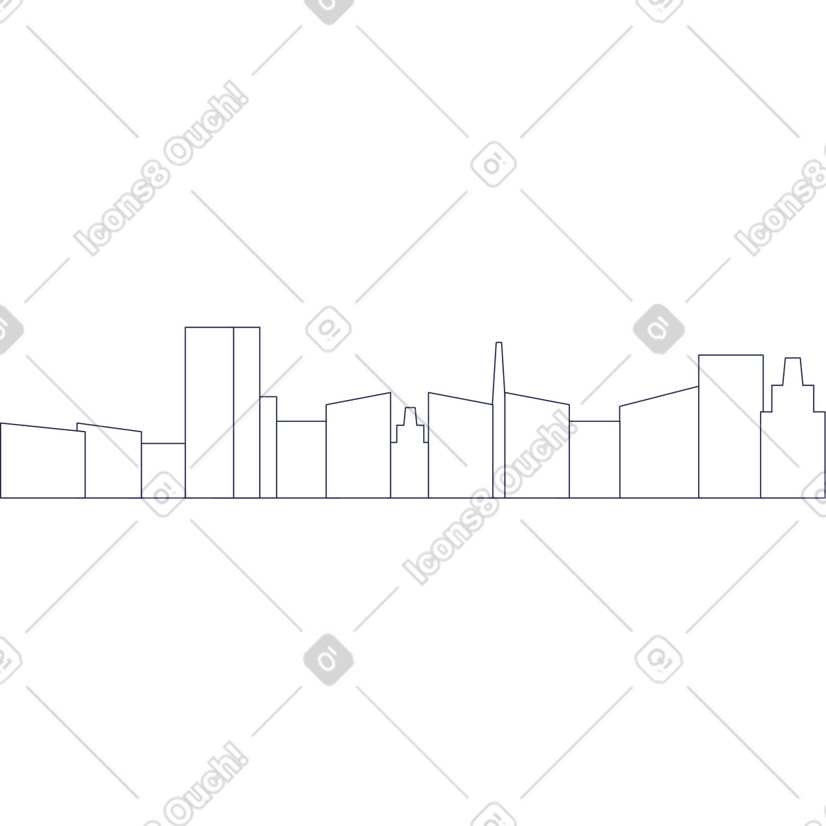 Ilustración Fondo de megapolis en estilo Urban Line a descargar en PNG y SVG