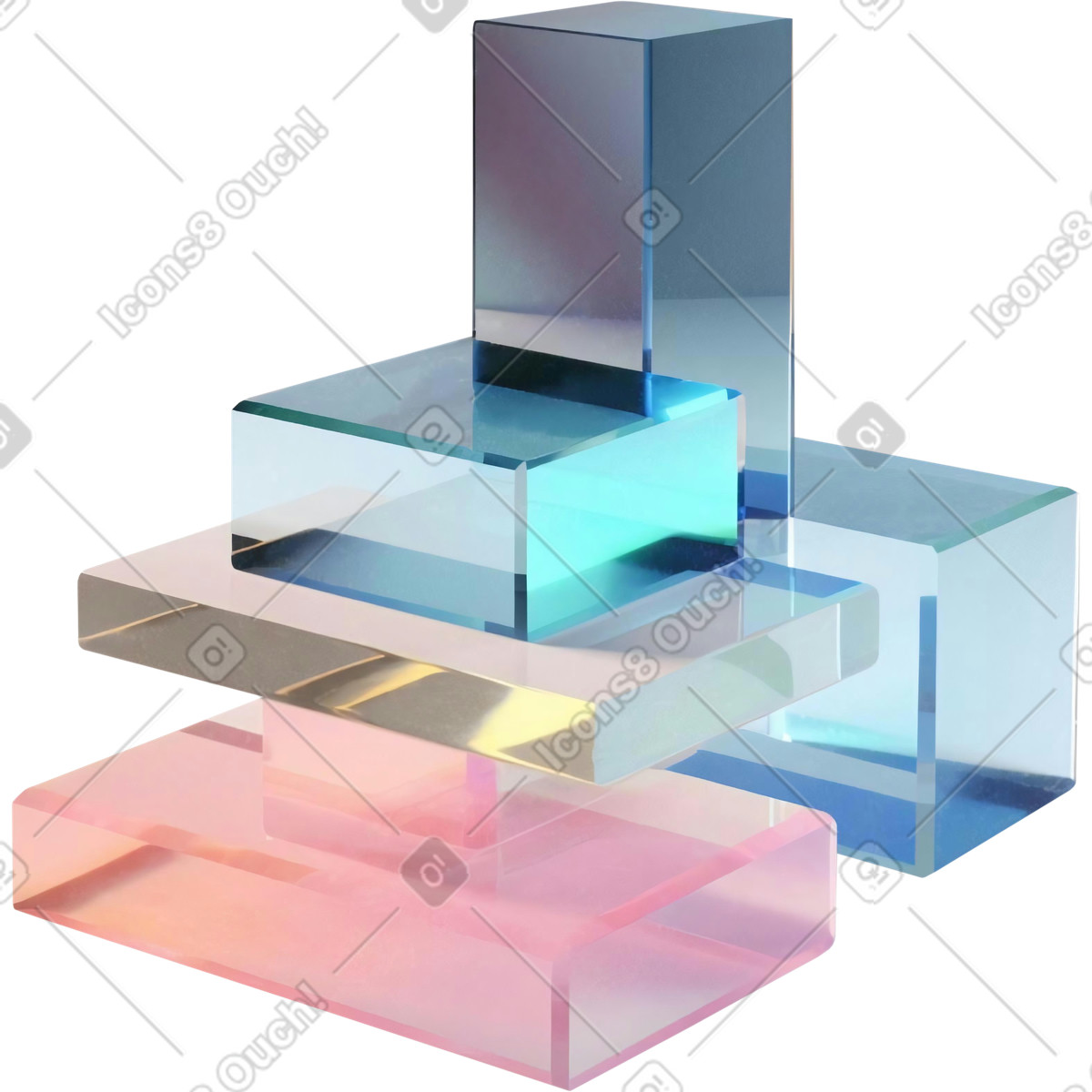 Costruzione, composizione con cubi di vetro astratti illustrazione in stile 3D Construction scarica in PNG, SVG