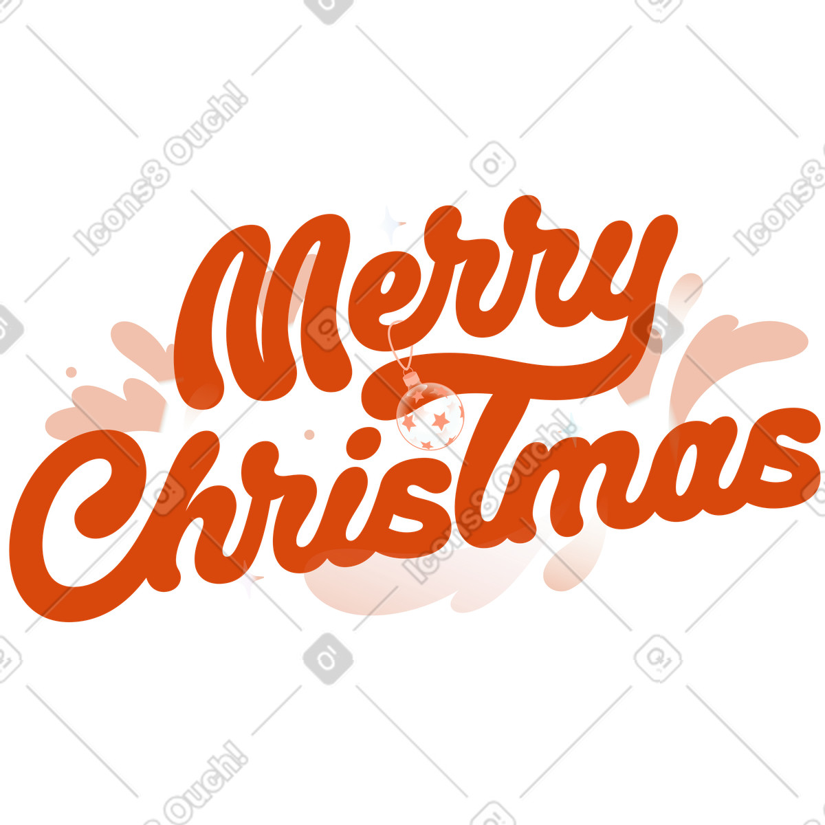 Orange スタイルの Cursive Merry Christmas text, Seasonal holiday wishes のイラストをPNG、SVG形式でダウンロード
