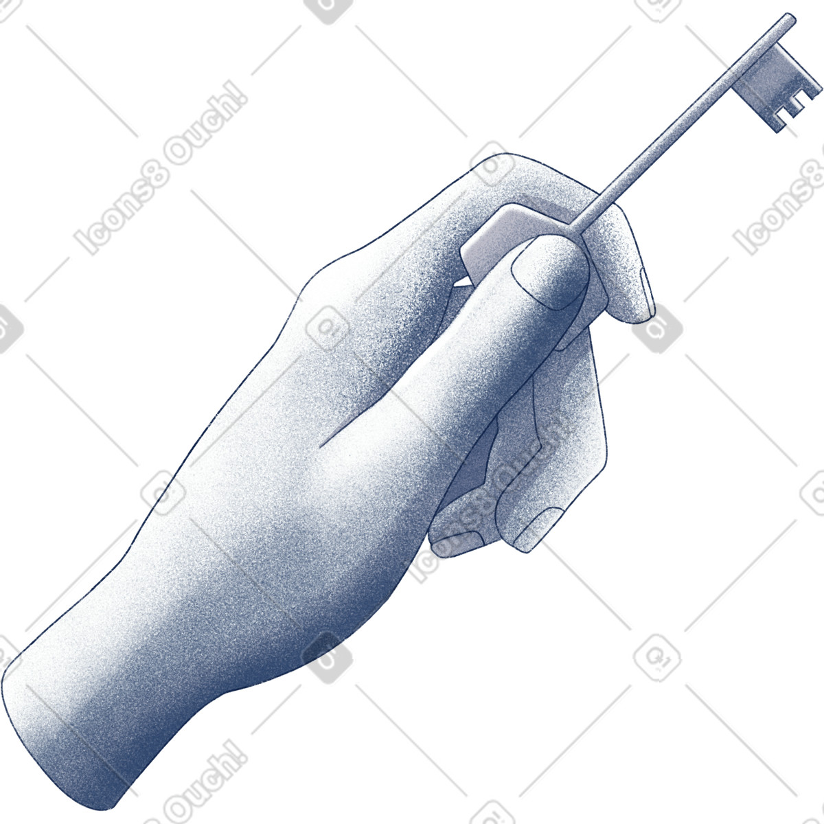 Hand with key illustration in Haze style download in PNG, SVG