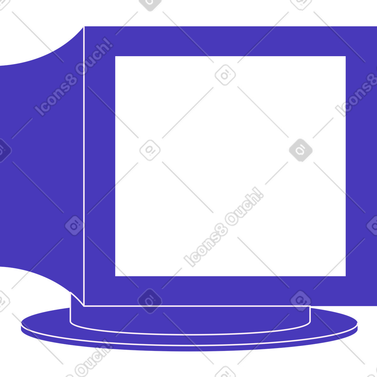 Alter dicker monitor-Illustration im Blueberry-Stil als Download in PNG, SVG