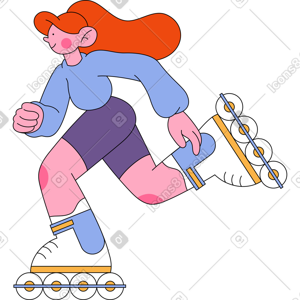 Bloom スタイルの Girl on inline skates のイラストをPNG、SVG形式でダウンロード