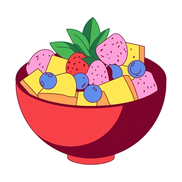 A colorful fruit salad featuring melon, berries, and mint leaves in a bowl.
