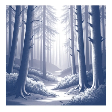 A dense forest filled with tall trees, each exhibiting unique shapes and textures. Each tree stands as a representation of a different memory, with some trees glowing brightly, illuminating their surroundings, while others are shrouded in shadow, creating contrasts. The forest floor is covered with a mix of leaves and underbrush, adding depth to the scene. Shafts of light filter through the canopy above, casting intricate patterns on the ground. The overall atmosphere is one of contemplation, inviting exploration of the memories held within each tree.