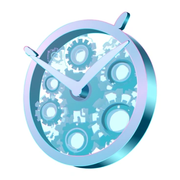A futuristic wall-mounted clock with a sleek, metallic frame. The clock features intricate, transparent gears that are visible, showcasing their complex interlocking mechanisms. The clock hands are elongated and angular, with each hand pointing to unconventional numbers that have a digital glow. The numbers are arranged in a non-linear fashion, creating a unique, avant-garde appearance. The clock is illuminated from behind, casting soft light on the wall, highlighting the mechanical details and adding depth to the image.