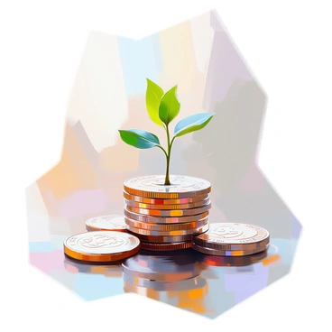 A young green plant with delicate leaves is emerging from a stack of shiny coins. The coins are neatly arranged and are prominently labeled with the words "Pension Investments." The plant stands tall, symbolizing growth and potential, contrasting the metallic texture of the coins beneath it. The background is softly blurred to emphasize the plant and the coins, highlighting the theme of financial growth and sustainability.