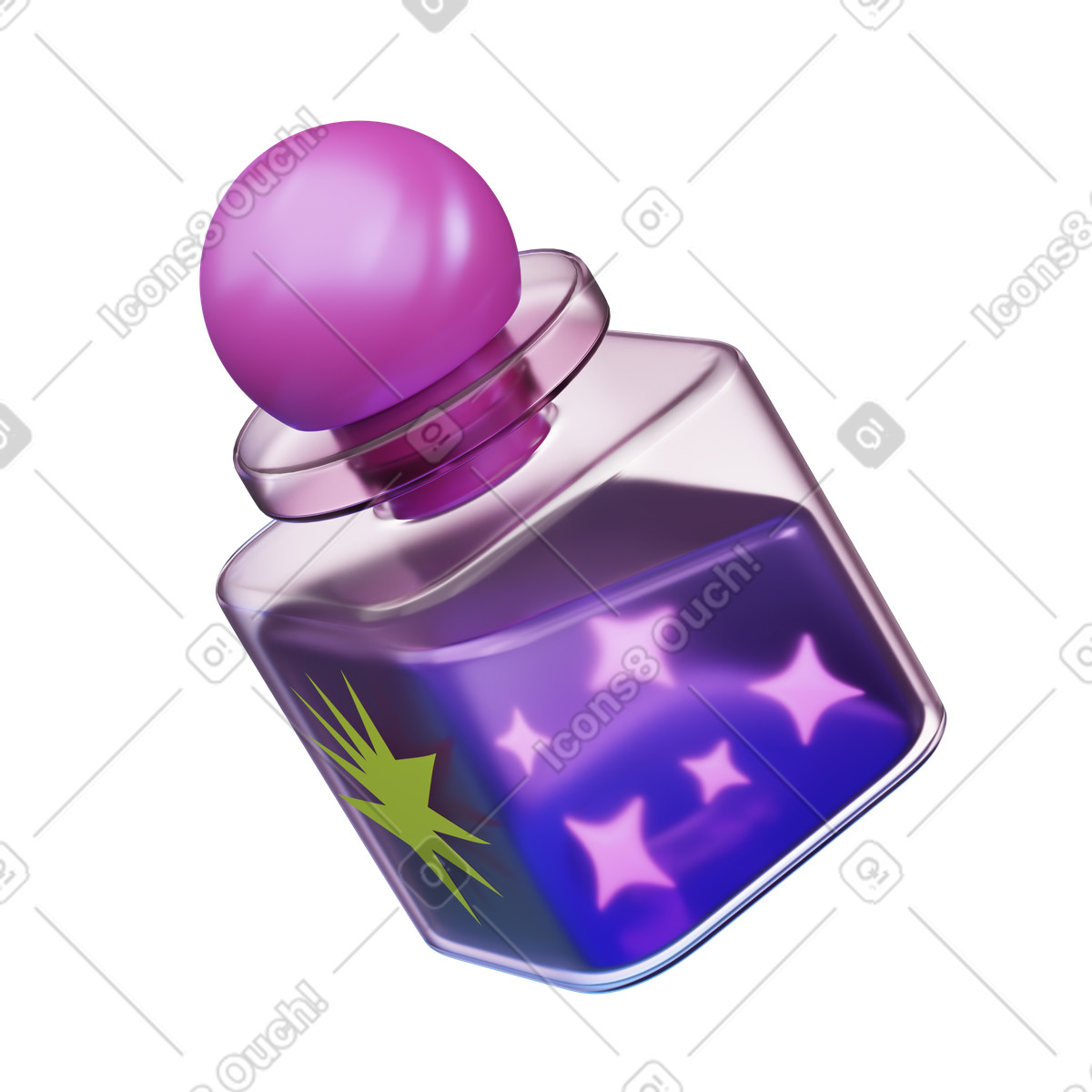 Ai 별이 그려진 유리병 illustration in 3D Stickle style download in PNG, SVG