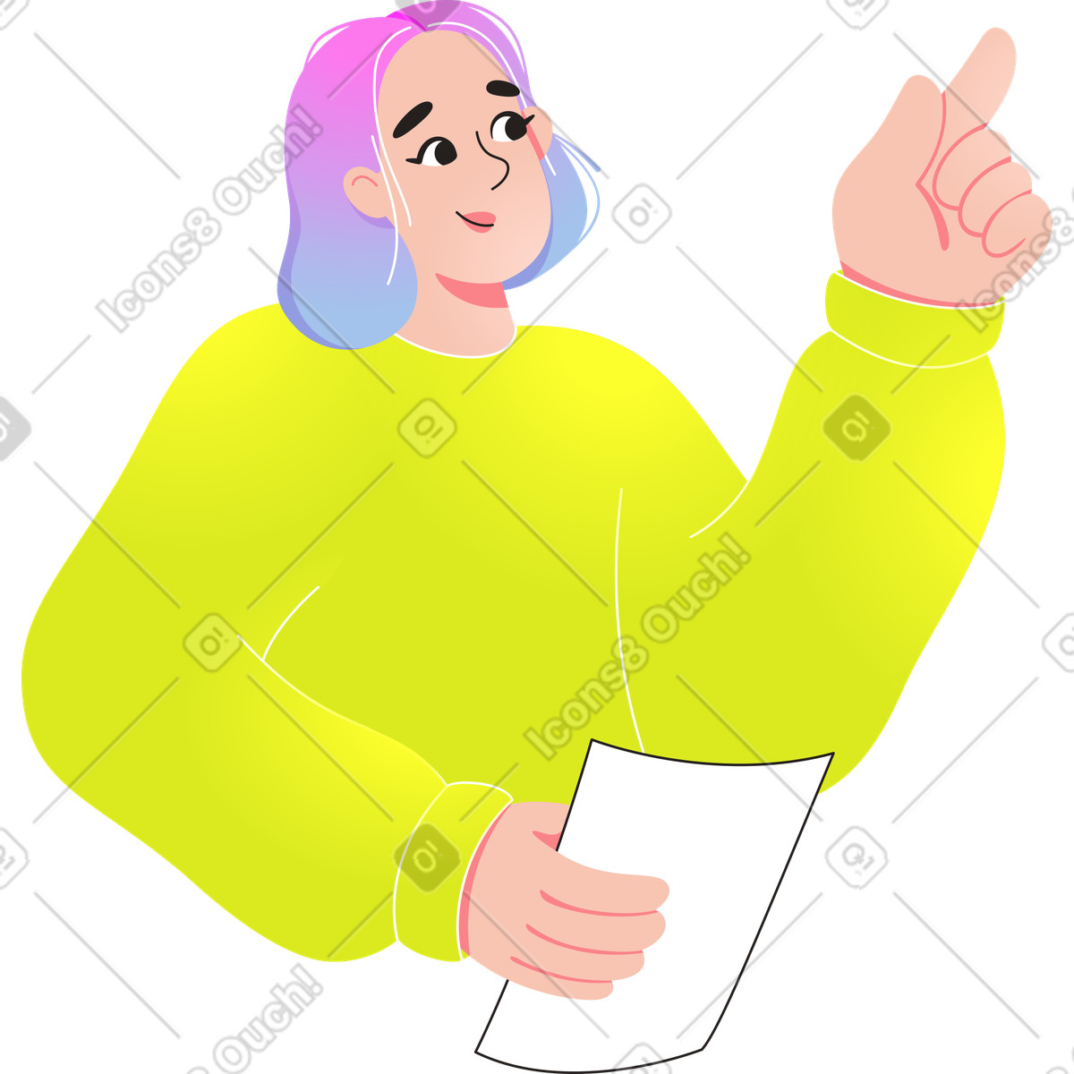 Donna con documento illustrazione in stile Like scarica in PNG, SVG