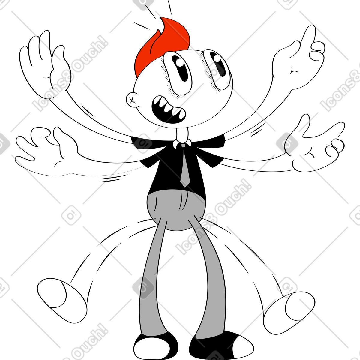 Mann zwei hände-Illustration im Looney-Stil als Download in PNG, SVG
