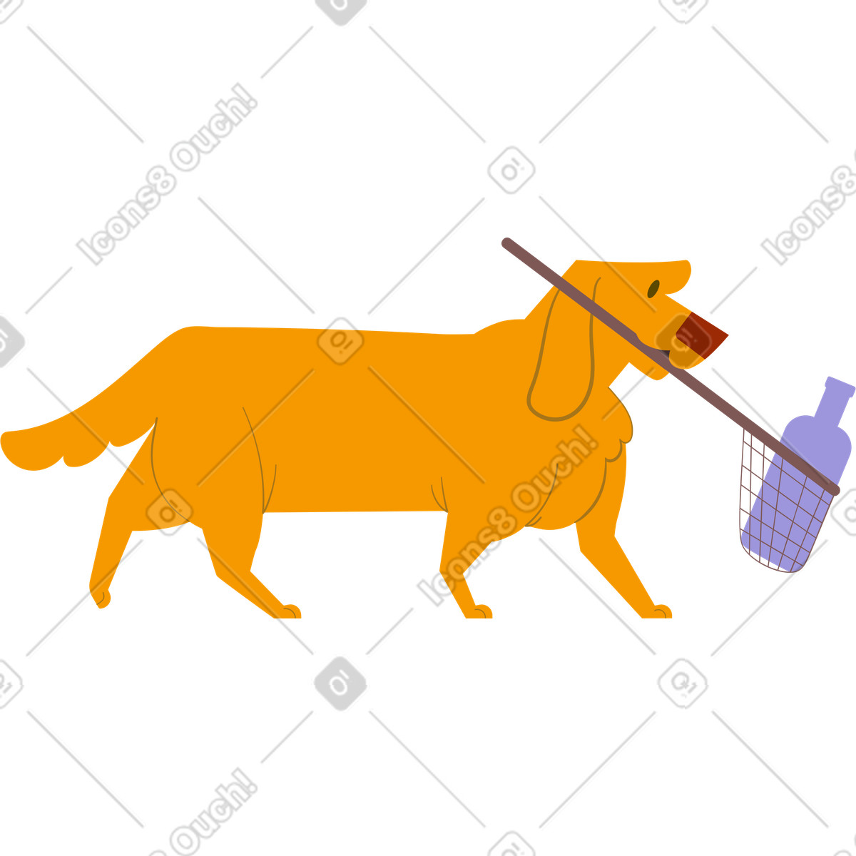 Woof スタイルの ネット付きラブラドール のイラストをPNG、SVG形式でダウンロード