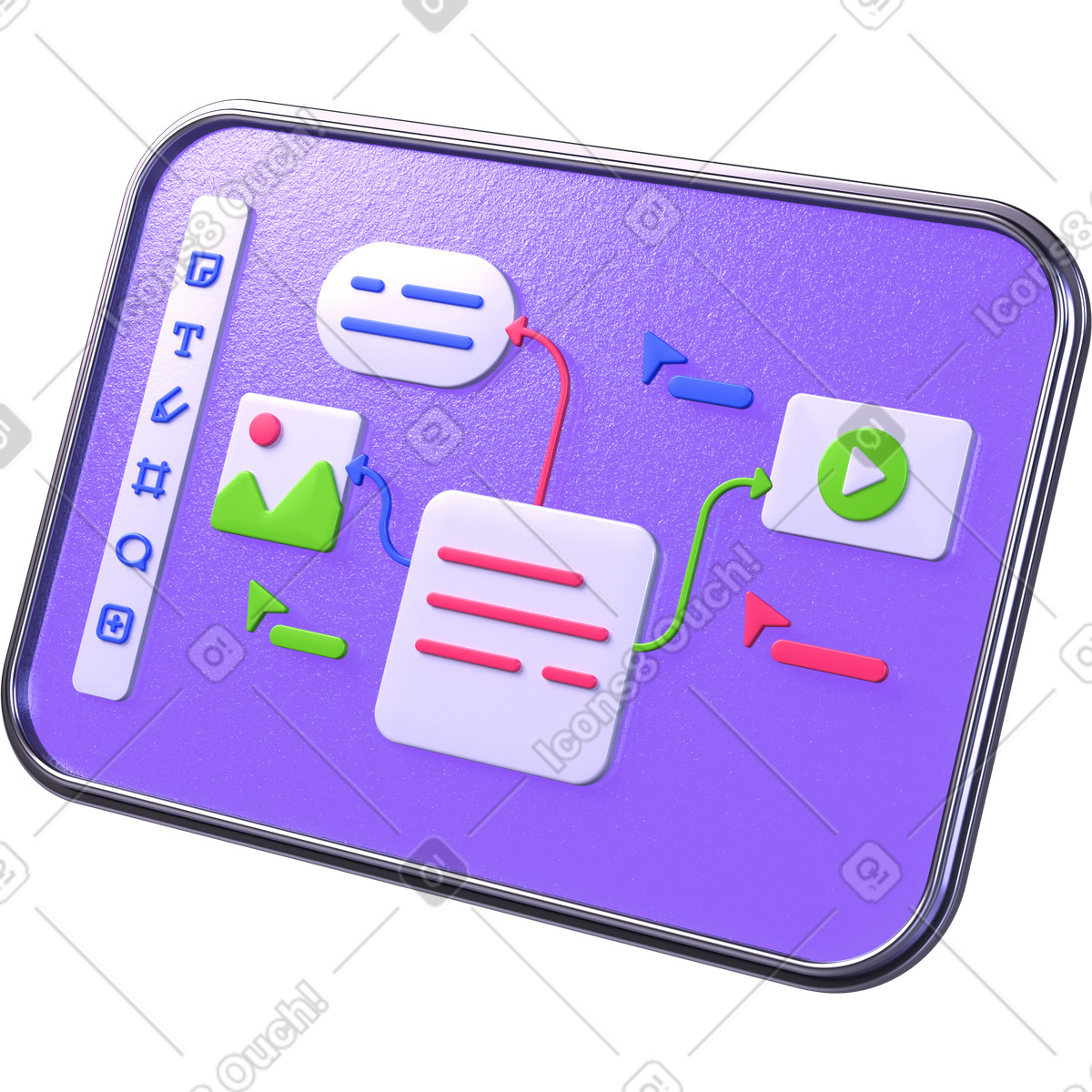 Ilustración Software de espacio trabajo virtual en estilo 3D Boost a descargar en PNG y SVG