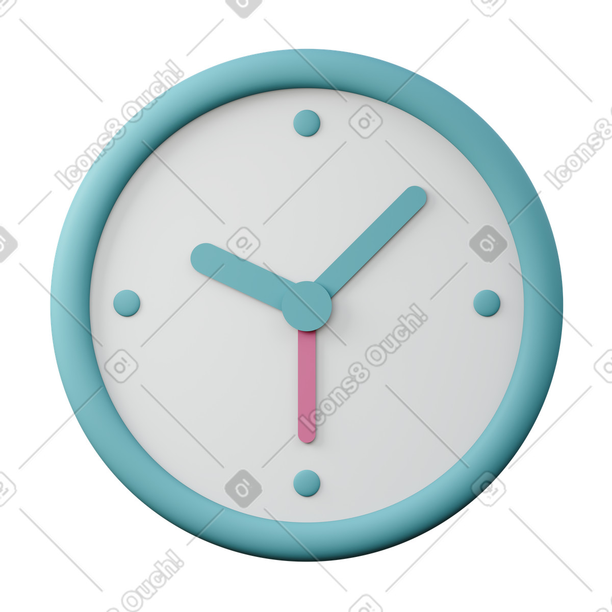 Wall Clock illustration in 3D Sugary style download in PNG, SVG