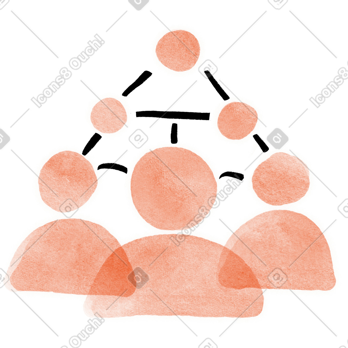 Team collaboration network as connected group sharing ideas illustrazione in stile Hand-drawn animation scarica in PNG, SVG