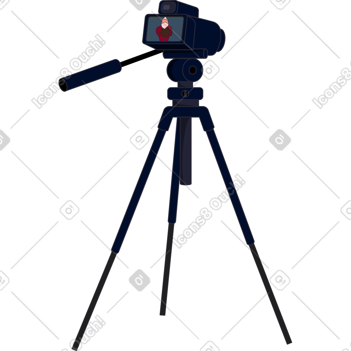 Videocamera su treppiede illustrazione in stile Santa Camp scarica in PNG, SVG
