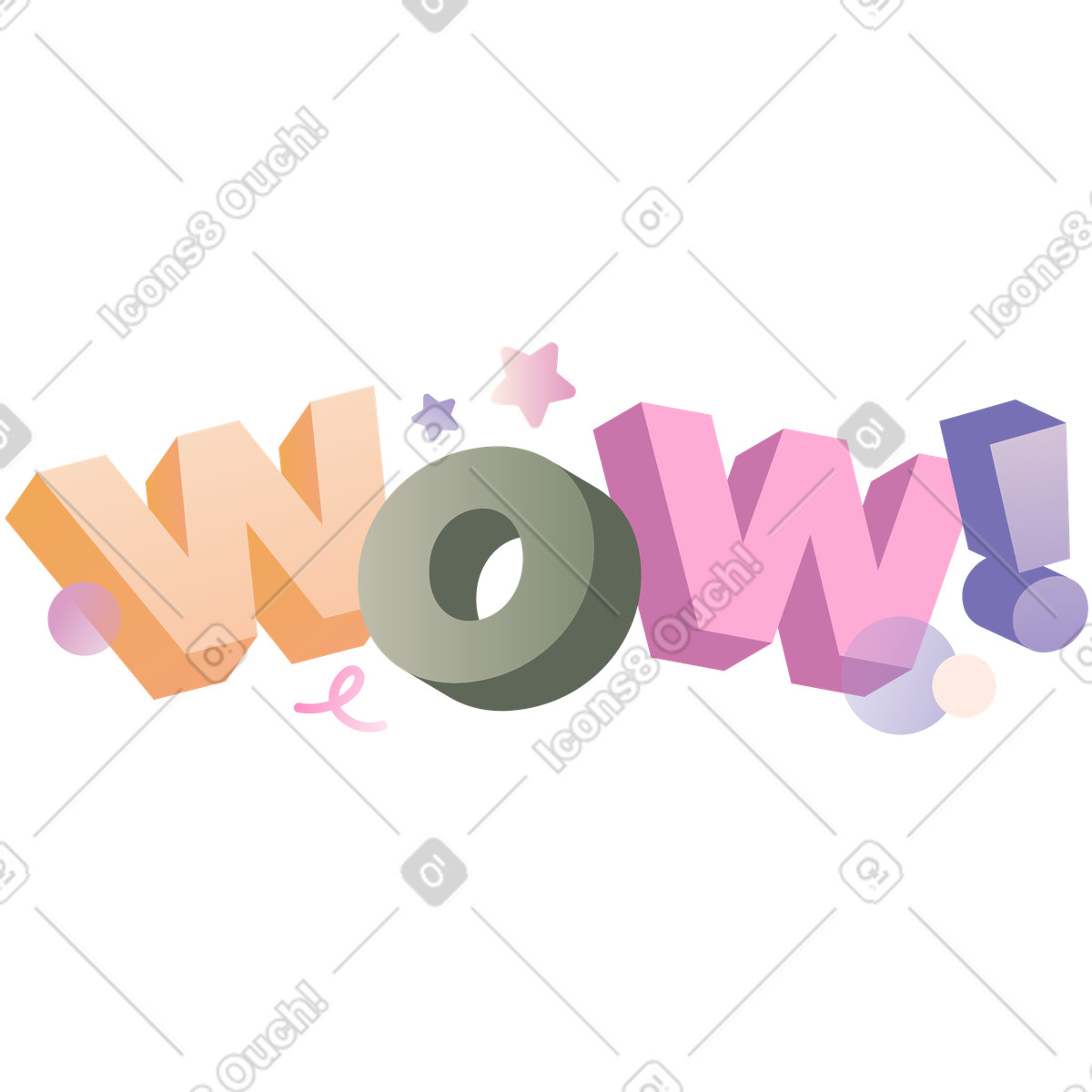 Coworking スタイルの Wow typography with decorations, Positive feedback or reaction のイラストをPNG、SVG形式でダウンロード