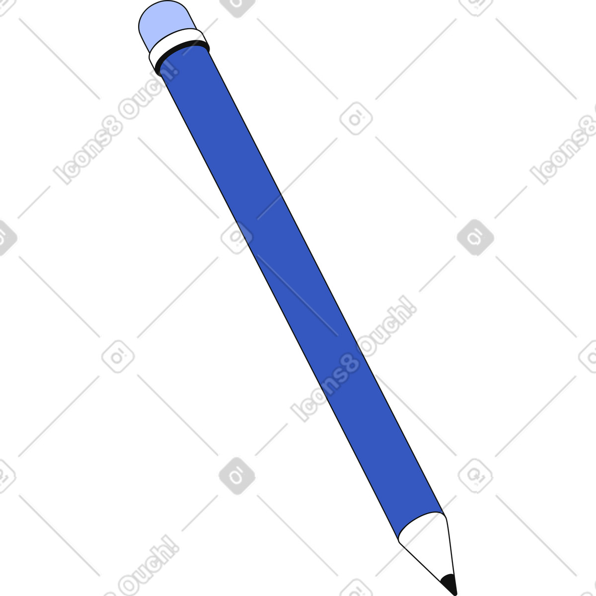 Pencil with elastic at the end illustration in Techny style download in PNG, SVG
