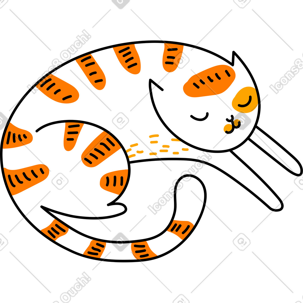 Schlafende katze-Illustration im Purr-Stil als Download in PNG, SVG
