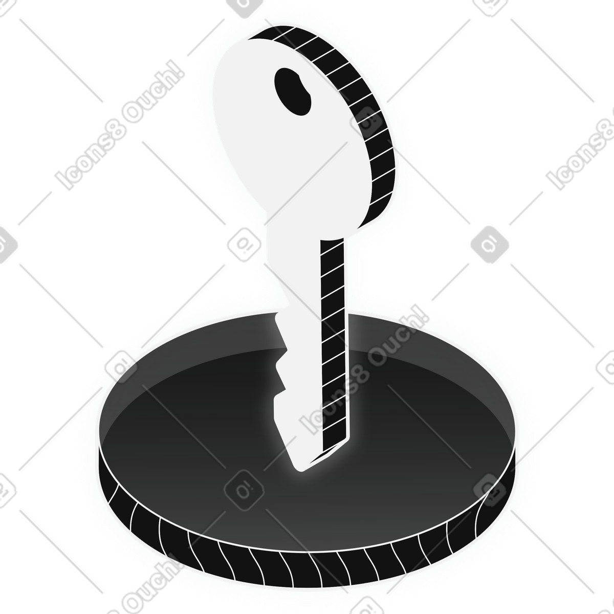 Data protection solution using digital key authentication illustration in Inverse style download in PNG, SVG