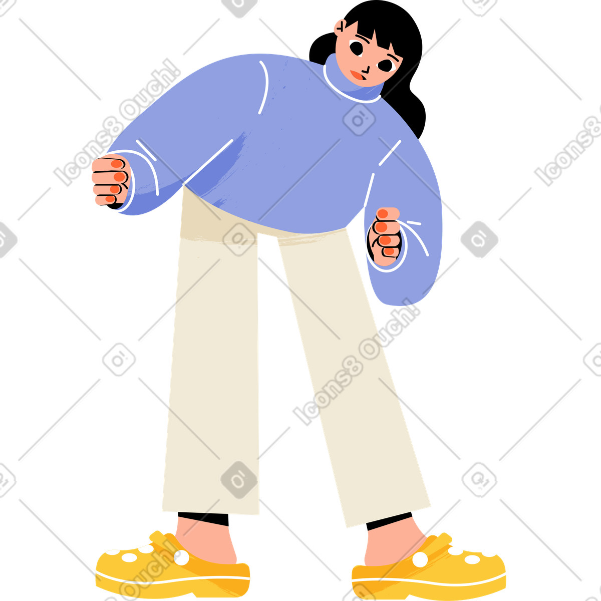 Ilustración Mujer agachada y sosteniendo algo en estilo Juicy a descargar en PNG SVG