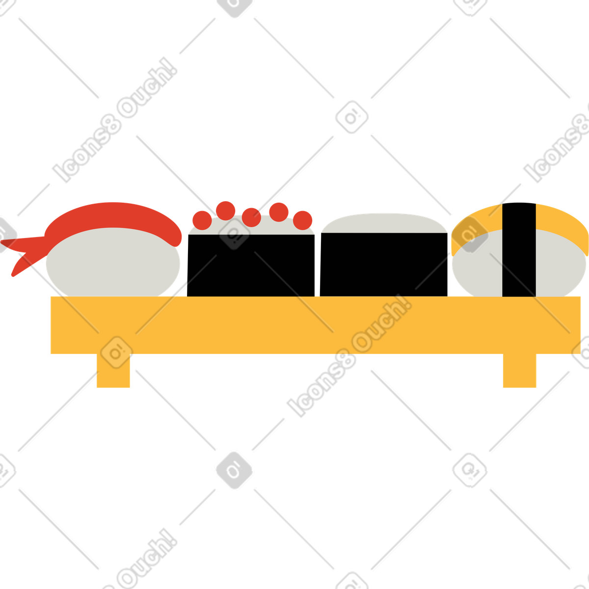 Sushi-set-Illustration im Burgundy-Stil als Download in PNG, SVG