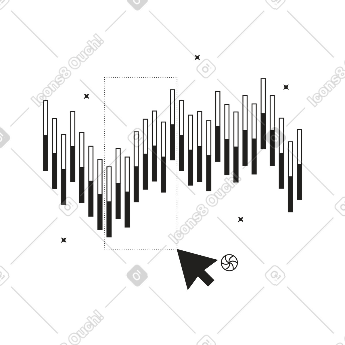 Illustration Sélection des éléments du graphique horizontal dans le style Tokyo à télécharger aux formats PNG, SVG