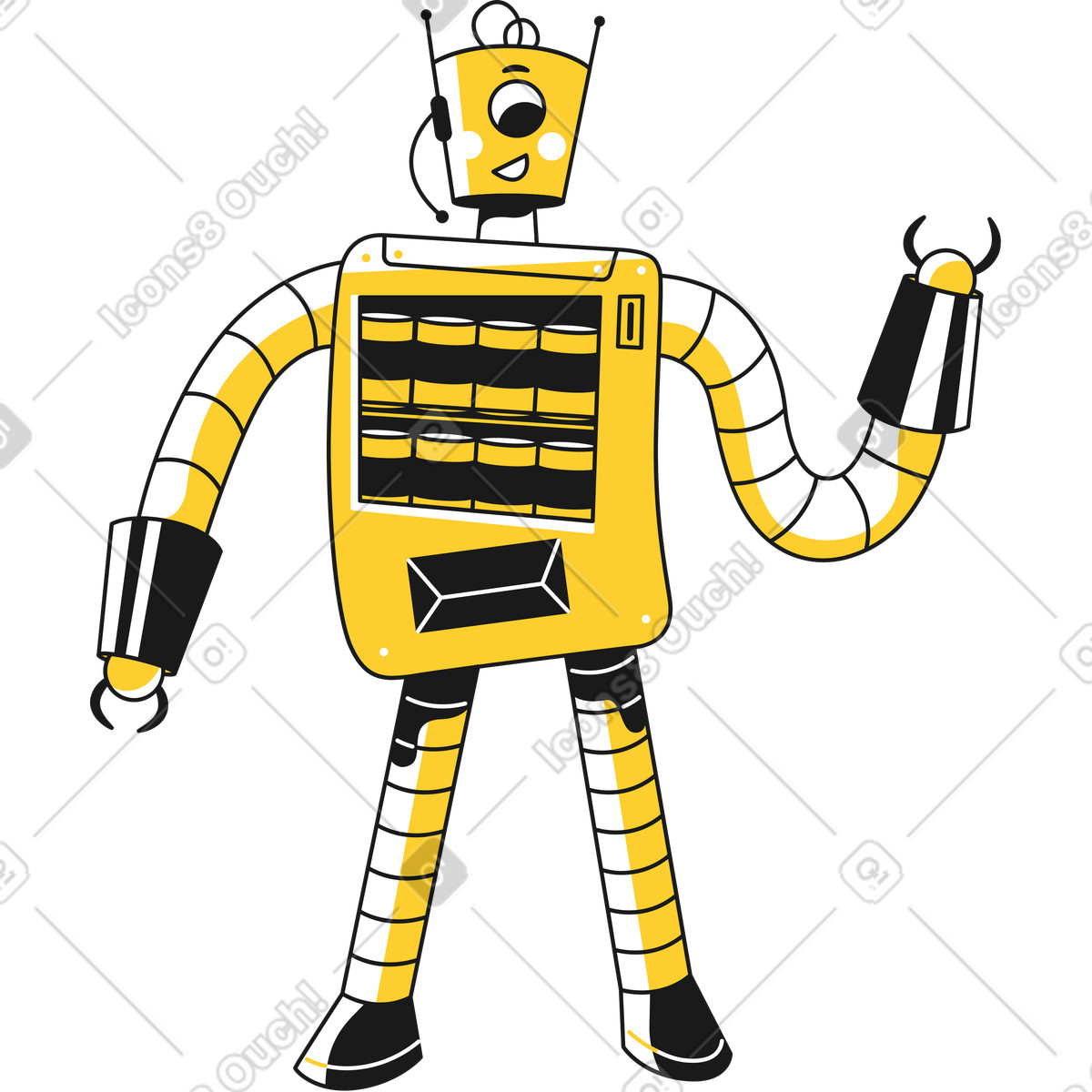 Roboter-Illustration im Taxi-Stil als Download in PNG, SVG