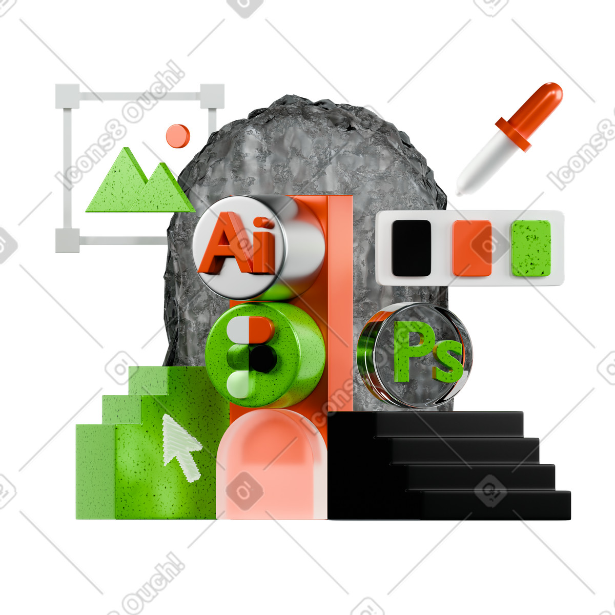 Software creativo per la progettazione digitale illustrazione in stile 3D Platforms scarica in PNG, SVG