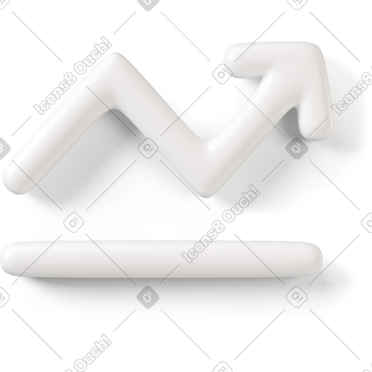 下载 3D Buddy 风格的 白色锯齿形增长图标 插画，支持 PNG、SVG 格式