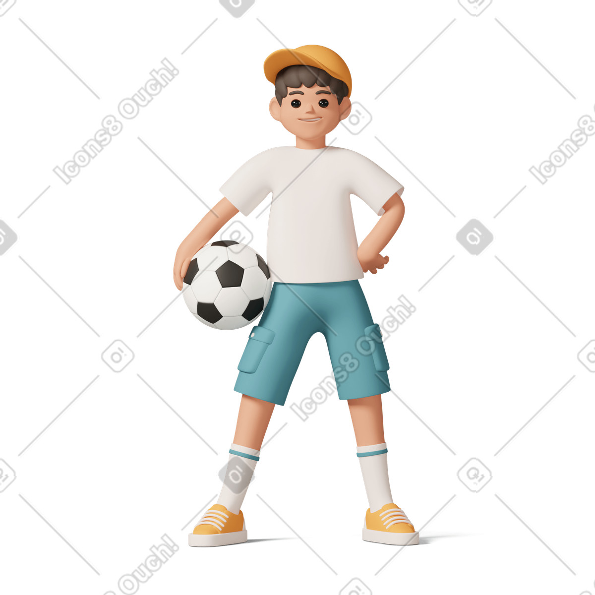 White boy illustration in 3D Casual life style download in PNG, SVG