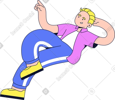 Homme couché et pointant son doigt PNG, SVG