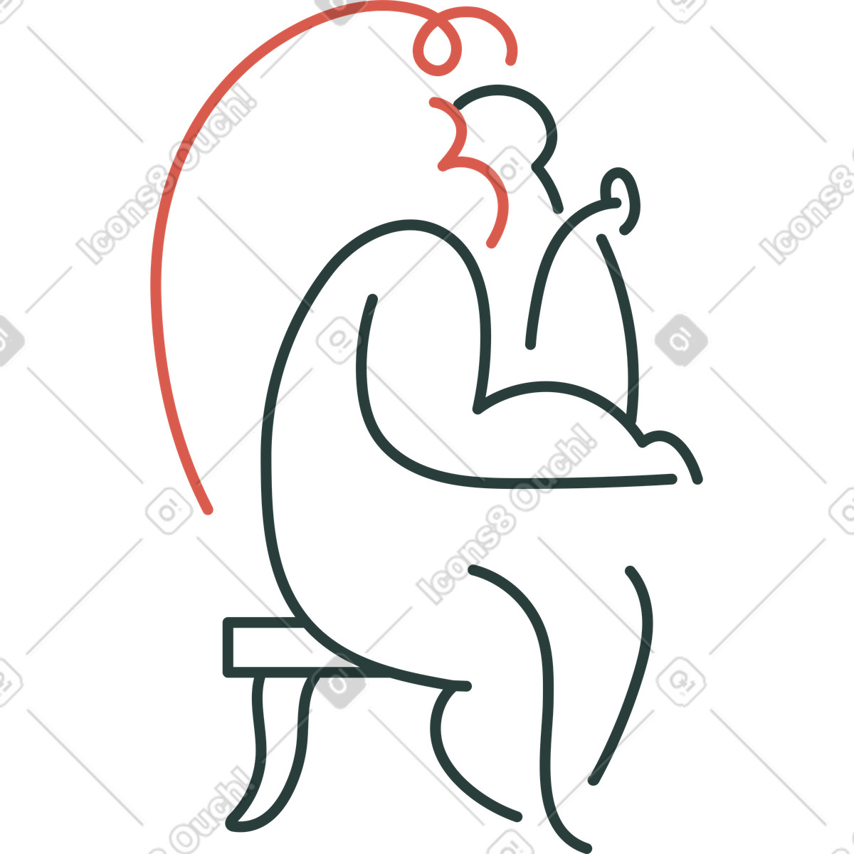 下载 Macaroni 风格的 即将来临的女孩坐 插画，支持 PNG、SVG 格式