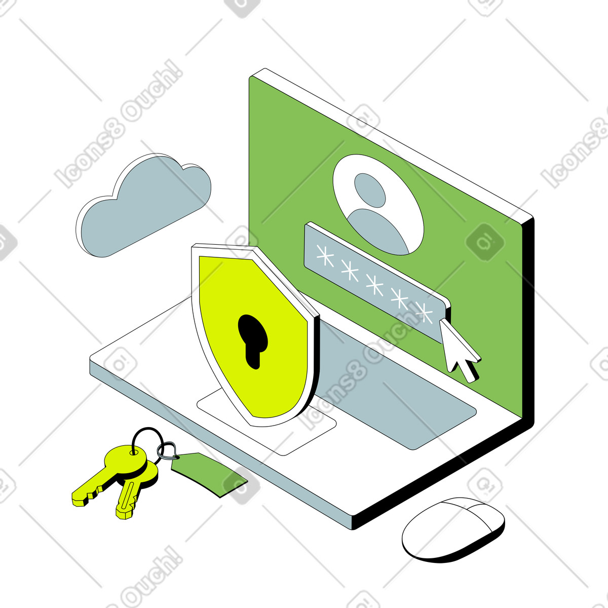 Sicurezza personalizzabile, autenticazione e controllo accessi illustrazione in stile Isometric scarica in PNG, SVG
