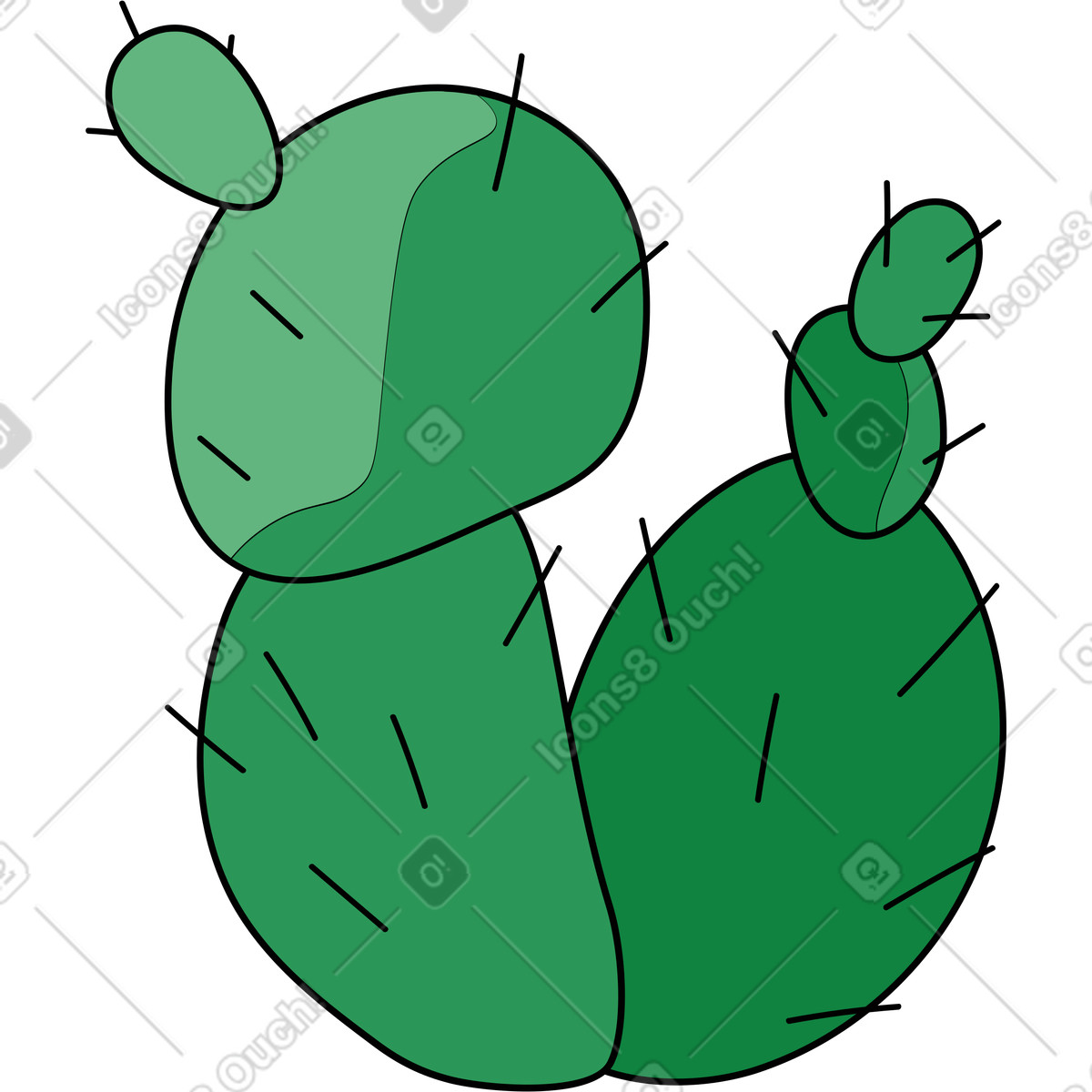Cactus illustration featuring thorns, a unique clipart image in PNG, SVG, GIF.