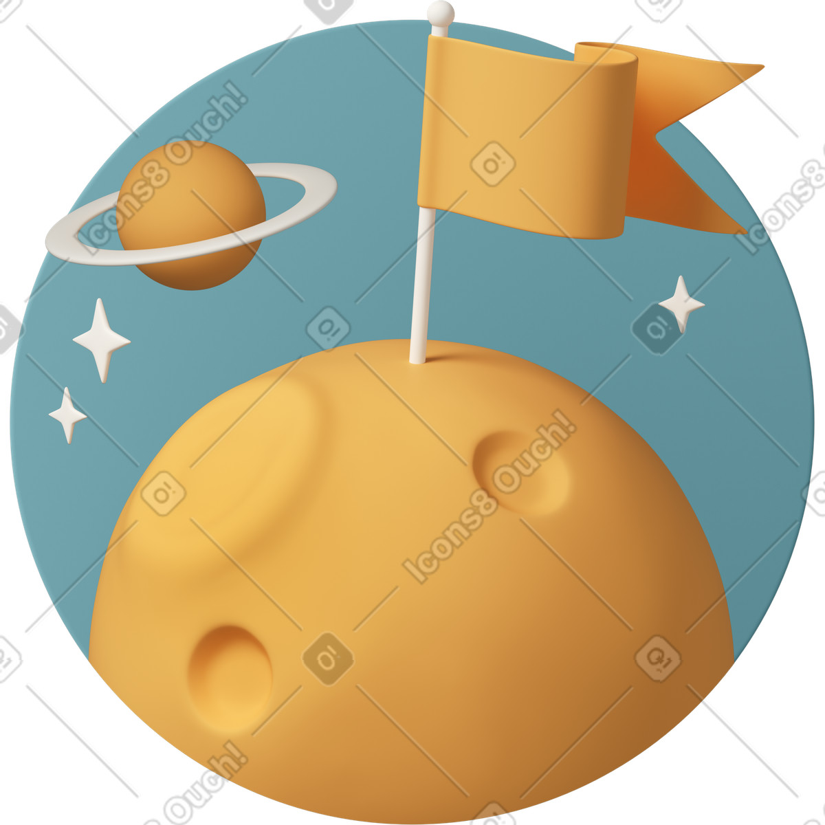 Ilustração de Flag on yellow planet em no estilo 3D Casual life para baixar em PNG, SVG