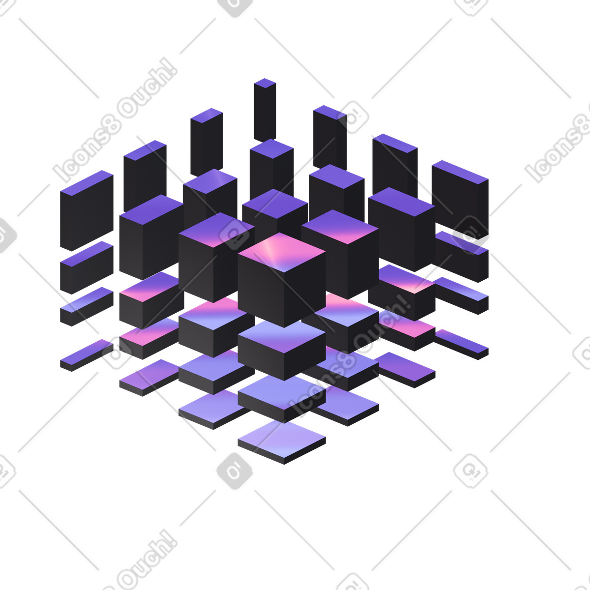Isometric shapes arranged in cubic pattern illustrazione animata stile 3D Illusion scaricabile GIF, Lottie (JSON), AE