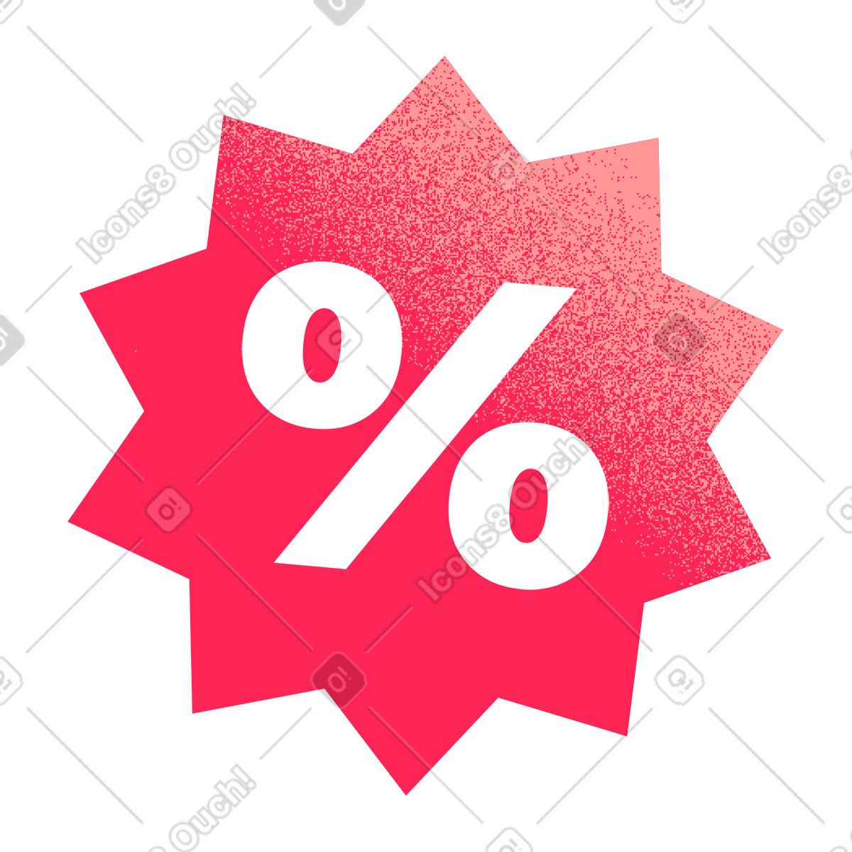 Ilustração de Sinal porcentagem dentro da forma vermelha em no estilo Typography para baixar em PNG, SVG