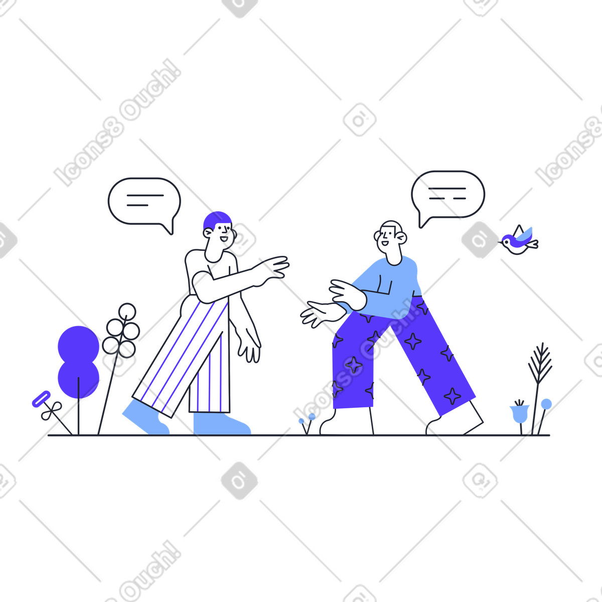 Illustration Parler à un ami dans le style Pablita télécharger aux formats PNG, SVG