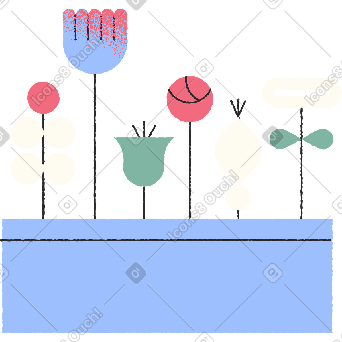 Illustration Fleurs en pot dans le style Pablo à télécharger aux formats PNG, SVG